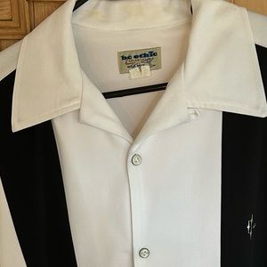𝅺BC Ethic Vintage BOWLING SHIRT, Short Sleeve, white, Embroidered, Size XL